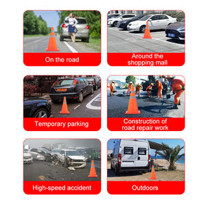 नई उच्च गुणवत्ता वाले थोक 45 सेमी नारंगी यातायात लचीला चिंतनशील सड़क सुरक्षा यातायात सड़क शंकु - Product Image 5