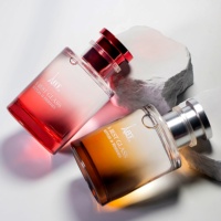 Botol parfum mewah, botol parfum kosong parfum kaca gradien ungu silinder 30Ml 50Ml 100Ml dengan tutup