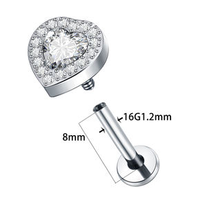 Moda titanio 16G rosca interna <span class=keywords><strong>en</strong></span> forma de corazón Zircon Labret <span class=keywords><strong>Monroe</strong></span> <span class=keywords><strong>labio</strong></span> <span class=keywords><strong>Piercing</strong></span> oreja cartílago hélice <span class=keywords><strong>Piercing</strong></span> joyería - Product Image 6
