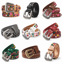 Ceinture Yogoo High Streetwear Hip Hop en cuir PU avec boutons étoiles métalliques, boucle ardillon en alliage de zinc argent antique, longueur 120 cm