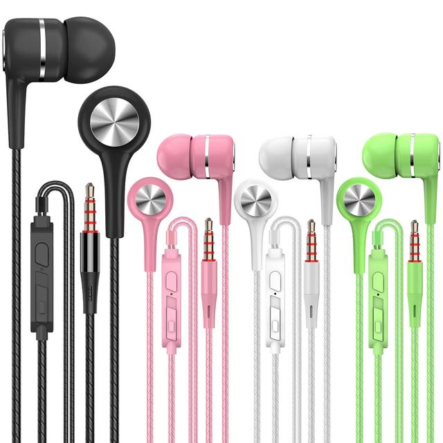 3.5mm Wired Headphones in Ear Headset Wired Earphones with Microphone Bass HiFi Stereo Earbuds Sports In-line Control for Phones