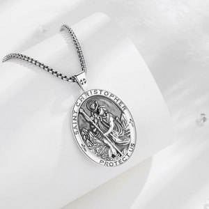 Médaillon personnalisé en argent sterling Merryshine, Saint Christophe, protecteur des voyageurs, pendentif en argent personnalisé - Product Image 4