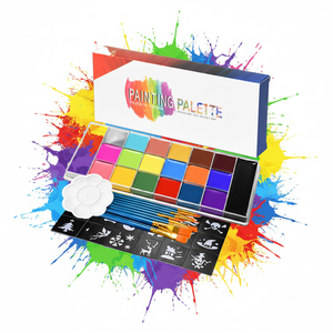 Pintura Corporal y Facial <span class=keywords><strong>para</strong></span> Niños, 20 <span class=keywords><strong>Colores</strong></span>, Kit <span class=keywords><strong>de</strong></span> Pintura Facial No Tóxica con Plantillas, Pinceles y <span class=keywords><strong>Paleta</strong></span> - Product Image 1