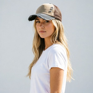 Gorra de béisbol vintage de 6 paneles con visera desgastada y malla trasera de mezclilla, estilo camionero, para hombre y mujer - Product Image 3