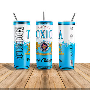 Última portátil personalizada mexicana chingona Soy La Patrona Modelo patrón Skinny Tumbler Wrap 20oz Vaso con tapas y pajitas - Product Image 4