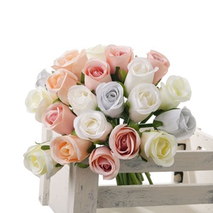 CallaFloral Ramo de Rosas Artificiales Rosa Claro Champán Blanco Decoración Interior Manualidades para Bodas PJ1068 - Product Image 5