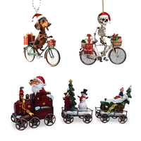 Cadeau de noël ensemble promotionnel affaires porte-clés décoration fournitures père noël voiture ensemble chien sur vélo décoration de noël