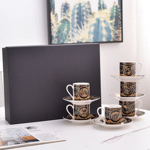 Nouvel ensemble de 6 tasses et soucoupes en porcelaine osseuse concentrée de Turquie, très demandé, pour boissons chaudes - Product Image 3