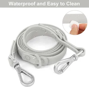Luxury Custom Logo Pet Supplies Heavy Duty Hands-free Waterproof Biothane PVC Dog Walking Leash With Swivel Alloy Hook