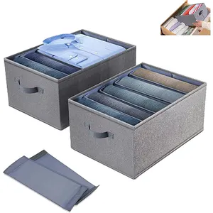 High Quality Breathable And Easy to Clean Fabric 2 Pack Foldable Clothes Jeans Storage Box Wardobe Organizer