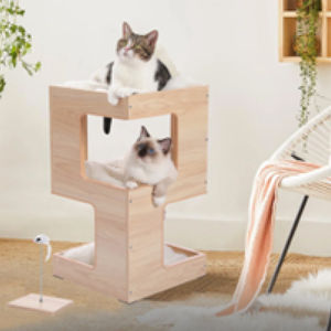 Árbol para Gatos de Madera Fabin de 23.5 Pulgadas, Moderno Condominio para Gatos con Cojín, Torre para Gatos Minimalista con Diseño de Mesita de Noche - Product Image 5