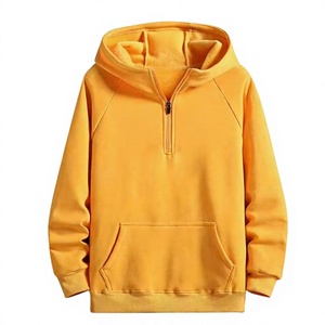 Sweat-shirt à capuche unisexe jaune à fermeture éclair, en molleton, couleur unie, coupe classique, pour l'automne - Product Image 3