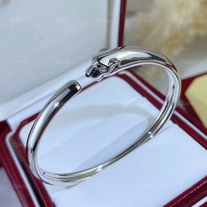 925 Bạc Tinh Tế 18K Vàng-Mạ Leopard Đầu Vòng Đeo Tay Đầy Đủ Kim Cương Ngọc Lục Bảo Mắt Động Vật Thiết Kế Thương Hiệu Người Đàn Ông Phụ Nữ Quà Tặng - Product Image 6