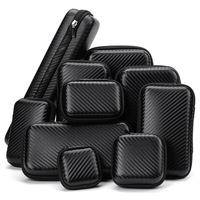 Boîte de rangement rigide étanche et antichoc en EVA noir 3-en-1 pour disque dur, câble de données, écouteurs, sac de protection réfléchissant