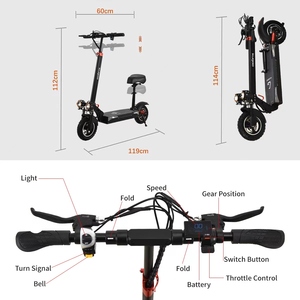 हटाने योग्य सीट के साथ जी 2 प्रो इलेक्ट्रिक स्कूटर 500 45 किमी/10 "सड़क वसा टायर फोल्डेबल वयस्क कम्यूटर ई-स्कूटर लंबी रेंज - Product Image 3