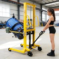 Apilador Manual Plegable para Bidones de 350 kg, Inclinador Hidráulico Giratorio para Bidones, Carro de Manipulación de Bidones para Almacén con Empuje Manual OEM