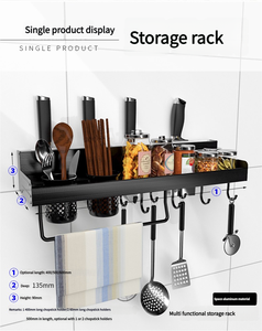 Treo tường khoan miễn phí Giá giữ gia vị nắp & thớt bảng - Product Image 4
