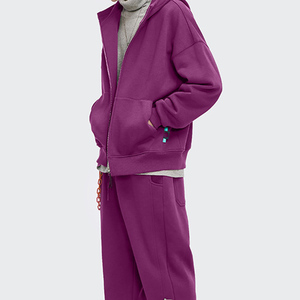 Veste ample en molleton de coton épais 350G de haute qualité, multicolores, avec fermeture éclair haute, couleur unie, coupe oversize pour homme - Product Image 4
