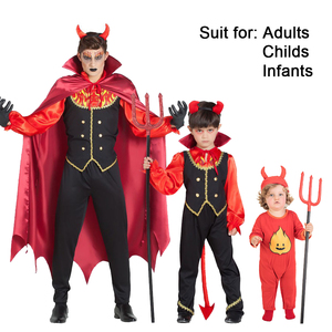 Adult Men <strong>Devil</strong> Costume Demon Suit <strong>Red</strong> Fancy <strong>Dress</strong> for Halloween Party Stage Performance Wear - Product Image 5