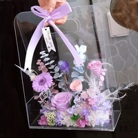Boîte à fleurs décorative en acrylique faite à la main, forme carrée, durable (3-5 ans), respectueuse de l'environnement, pour la remise des diplômes, la fête des mères