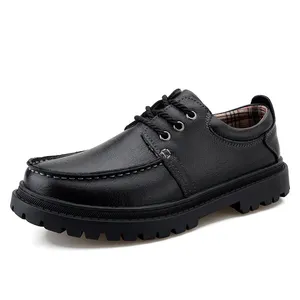 ADM Factory direct men's bean shoes formal work shoes rubber soft soles lace-up cowhide classic business casual shoes