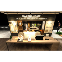 Solution complète de stand en bois avec accessoires complets. Polyvalent pour les expositions aux États-Unis, en Europe et à Dubaï.