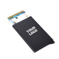 Şık Otomatik Açılır RFID Engelleyici Banka Kartı Tutucu Alüminyum Alaşımlı Anti-Tarama Kredi Kartı Kutusu Metal Kart Cebi Özel Promosyonlu