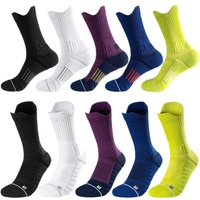 Chaussettes de sport Elite pour hommes basketball grande taille mi-mollet pratique antidérapant bas de serviette bas professionnel pour l'extérieur