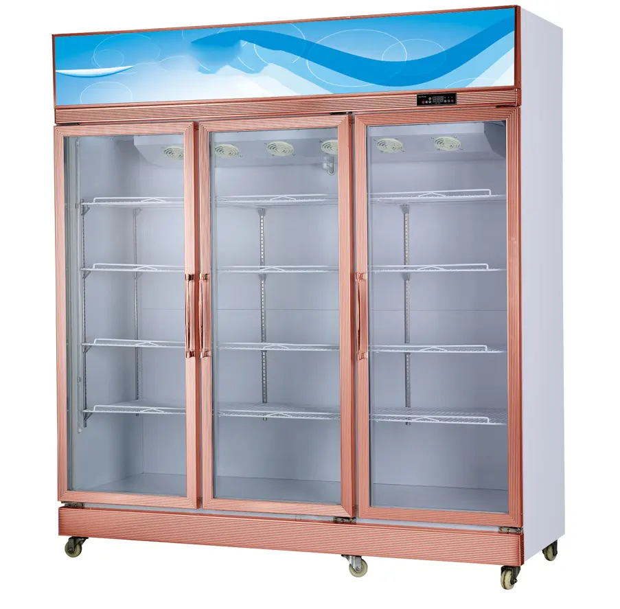 SC-1800 Supermercado 3 Portas Exibição Cooler Fan Refrigeração vertical cooler Refrigerador Porta De Vidro