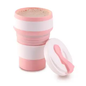 BPA免费硅胶材料便携式咖啡杯可折叠饮水杯批发