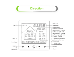 Smart Life Tuya App Control <span class=keywords><strong>Thermostat</strong></span> de chauffage par le sol Wifi <span class=keywords><strong>sans</strong></span> fil avec récepteur Rf pour le chauffage de la <span class=keywords><strong>chaudière</strong></span> à eau - Product Image 2