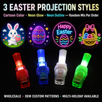 Vente en gros de lampes LED de projection pour Pâques, anneaux lumineux, lapin, œuf, poussin, cadeaux de fête, jouets pour enfants