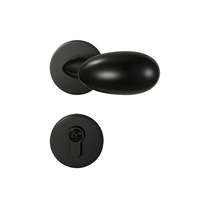 Poignée sphérique noire moderne nordique avec serrure à pêne fendu pour chambre intérieure et villa