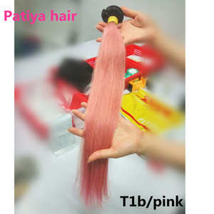 Productos Más Populares para la Belleza Femenina, Color 1b/Rosa, Cabello Humano Peruano Liso, Doble Trama, Ombre Rosa y Negro, Extensiones de Cabello - Product Image 4