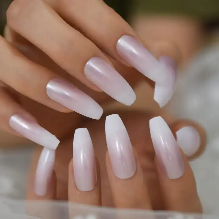 Ombre Gradient Long Stiletto Coffin Nails Full Cover Press On Ballerina  Nails Artificial Acrylic Fake Nail Tips | Wish