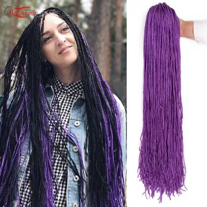 Hot Bán Tím Blonde Màu Dài Đầy Màu Sắc 28 Inch Zizi Hộp Bện Tóc Crochet Hộp Tóc Nối Tổng Hợp 3x Hộp Braid