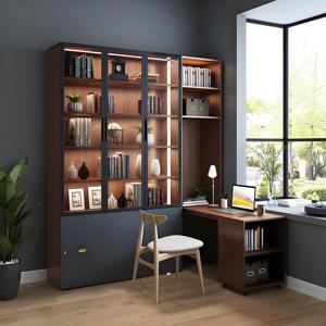 Estantería de madera negra contemporánea, unidad de almacenamiento portátil para sala de estar/vitrina, muebles para el hogar - Product Image 1