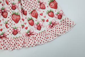 Qingli เดรสเจ้าหญิงสำหรับเด็กผู้หญิงแขนยาวพิมพ์ลายสตรอเบอร์รี่และโบว์หวานโรงงานผลิตตามสั่ง - Product Image 2