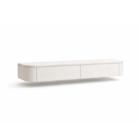 Table de maquillage suspendue personnalisée en couleur noyer/blanc avec deux tiroirs