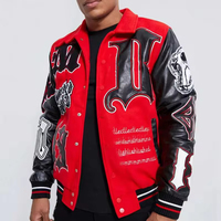 Blouson d'aviateur en cuir brodé d'appliques Hip Hop pour hommes, vêtements personnalisés des fabricants