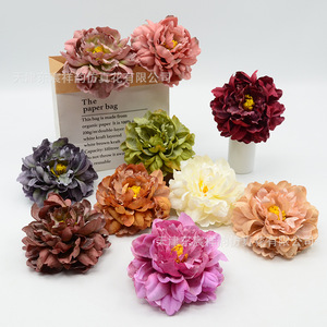 Flores de peonía artificiales Dongchen Crafts en colores otoñales, flor base para arreglos florales y tocados. - Product Image 4