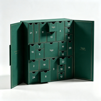 Boîte cadeau calendrier de l'avent personnalisée de luxe en carton recyclable avec fermeture magnétique et doublure ondulée personnalisée pour parfum de Noël