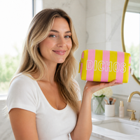 DICHOS pour logo personnalisé, sac de voyage et de maquillage tendance en polyester à rayures contrastées avec fermeture éclair, forme octogonale verticale
