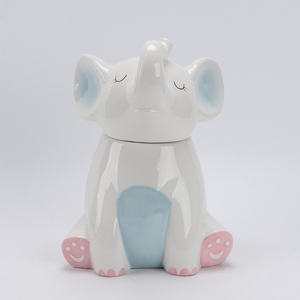Maceta <span class=keywords><strong>de</strong></span> Cerámica Blanca con Forma <span class=keywords><strong>de</strong></span> <span class=keywords><strong>Elefante</strong></span>, Orejas Azules y Patas Rosadas Sonrientes, Adorable Porta Plantas con Forma <span class=keywords><strong>de</strong></span> Animal para Decoración del Hogar - Product Image 3