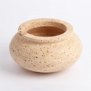 Vase Flore Et Pot De Jardinière En Pierre Sculpturale Beige Vintage - Product Image 2