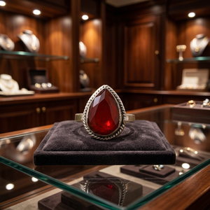 Elegante Anillo de Plata Antigua con Piedra Preciosa Roja, Diseño Moderno para Uso Diario de Mujeres, Ideal para Fiestas, Idea de Regalo, Hecho en India - Product Image 5