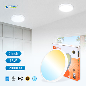 Lámpara <span class=keywords><strong>de</strong></span> <span class=keywords><strong>Techo</strong></span> LED Redonda Ultrafina <span class=keywords><strong>de</strong></span> 9 Pulgadas y 18W, 5CCT, Luz <span class=keywords><strong>de</strong></span> <span class=keywords><strong>Techo</strong></span> LED Regulable - Product Image 1