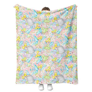 Haute qualité doux lavable mignon fée <span class=keywords><strong>clochette</strong></span> fée dessin animé princesse filles enfants bébé couverture impression personnalisée jette des couvertures - Product Image 2