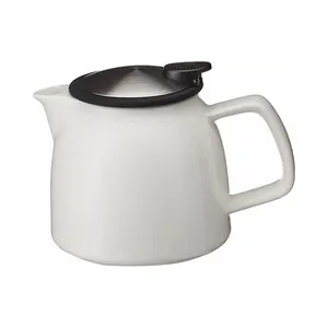 20盎司活叶茶陡陶瓷茶咖啡机瓷茶壶，带不锈钢浸泡器和盖子