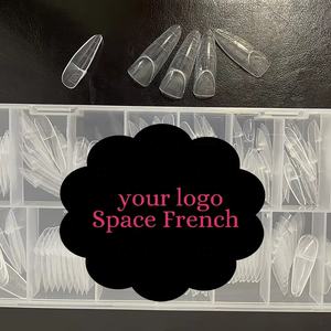 Logo OEM Space French Dual Forms Super Long Square Straight Side Nail Tips Artificial Extend Nail Art Salon Designs Free Step - Product Image 1